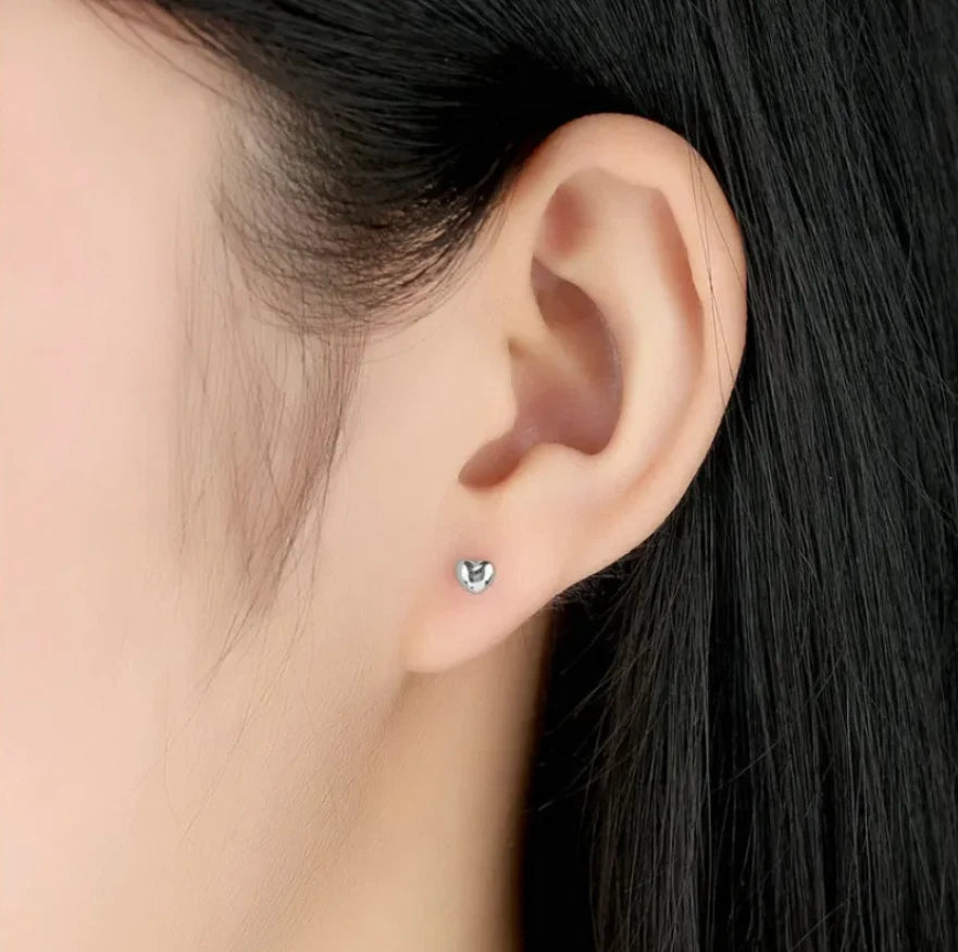 Solid 925 Sterling Silver Love Heart Small Heart Earrings Gift For Women Jewelry