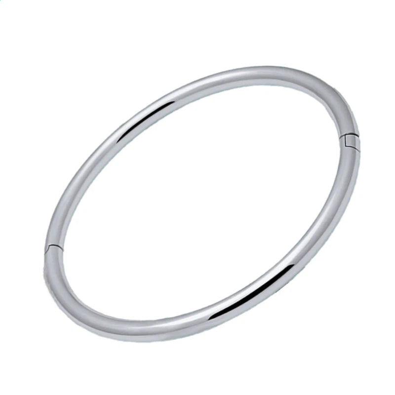 Plain Glassy Silver Bangle Bracelet
