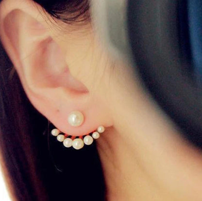 25 Sterling Solid Silver Dual Pearl Ear Stud Earrings Drop Dangle Women Gift UK