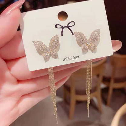 Long Chain Tassel Drop Dangle Earrings