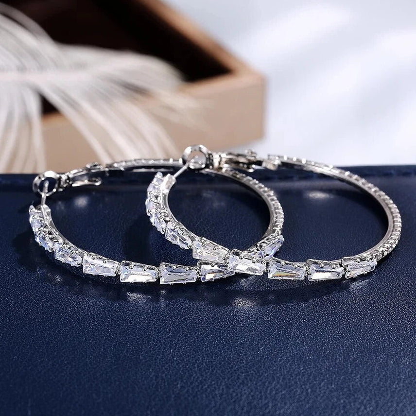 Crystal Round Large Hoop Earrings