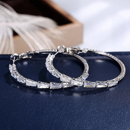 Crystal Round Large Hoop Earrings