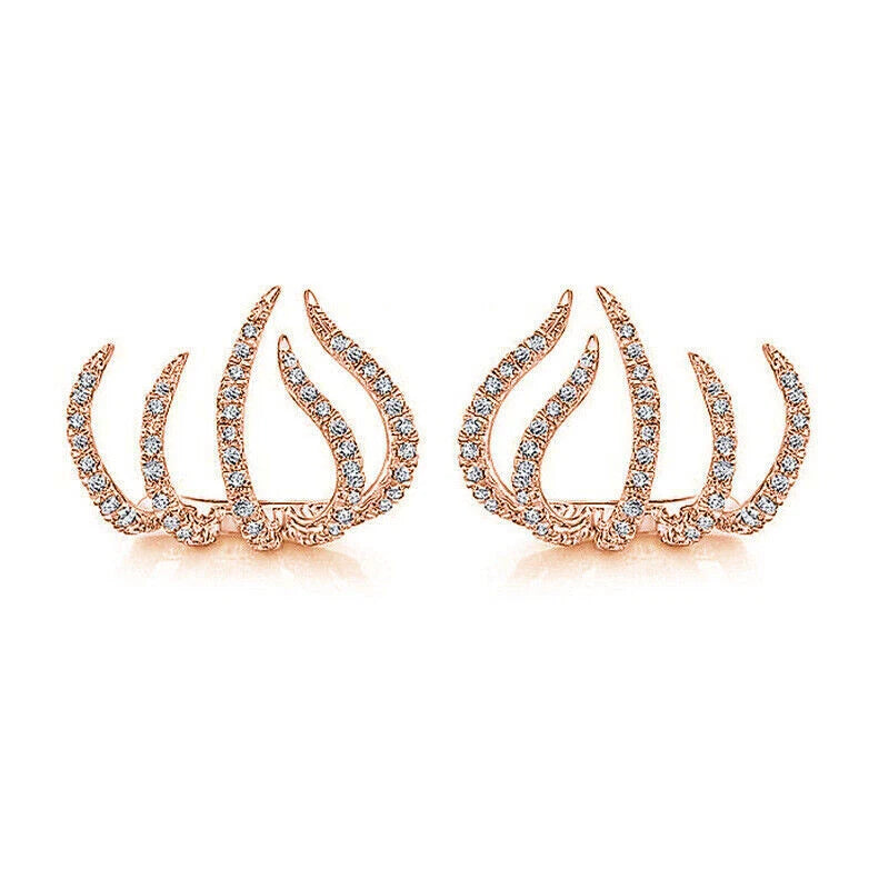 Claw CZ Cuff Stud Earrings