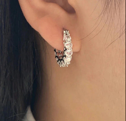 Huggie Hoop Earrings Women Girl Hypoallergenic Cubic Zirconia Gold Silver Pair