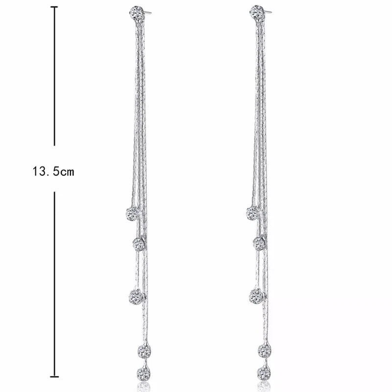 Long Chain Tassel Drop Dangle Earrings