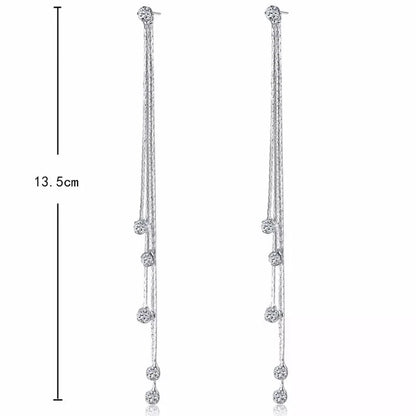 Long Chain Tassel Drop Dangle Earrings