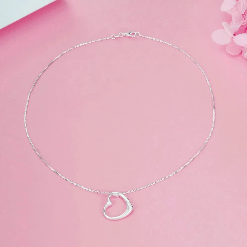 Crystal Heart Pendant Chain Necklace