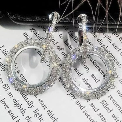 925 Silver Plated Made With Swarovski Crystal Elements Hoop Earrings Wedding UK