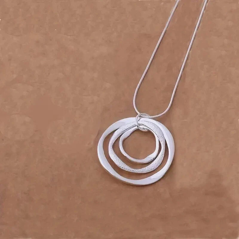 Triple Circle Geometric Ring Necklace