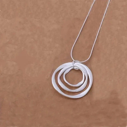 Triple Circle Geometric Ring Necklace