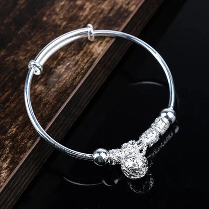 Solid 925 Sterling Silver Dreamcatcher Bracelet Beaded Bangle Boho Charm Jewelry