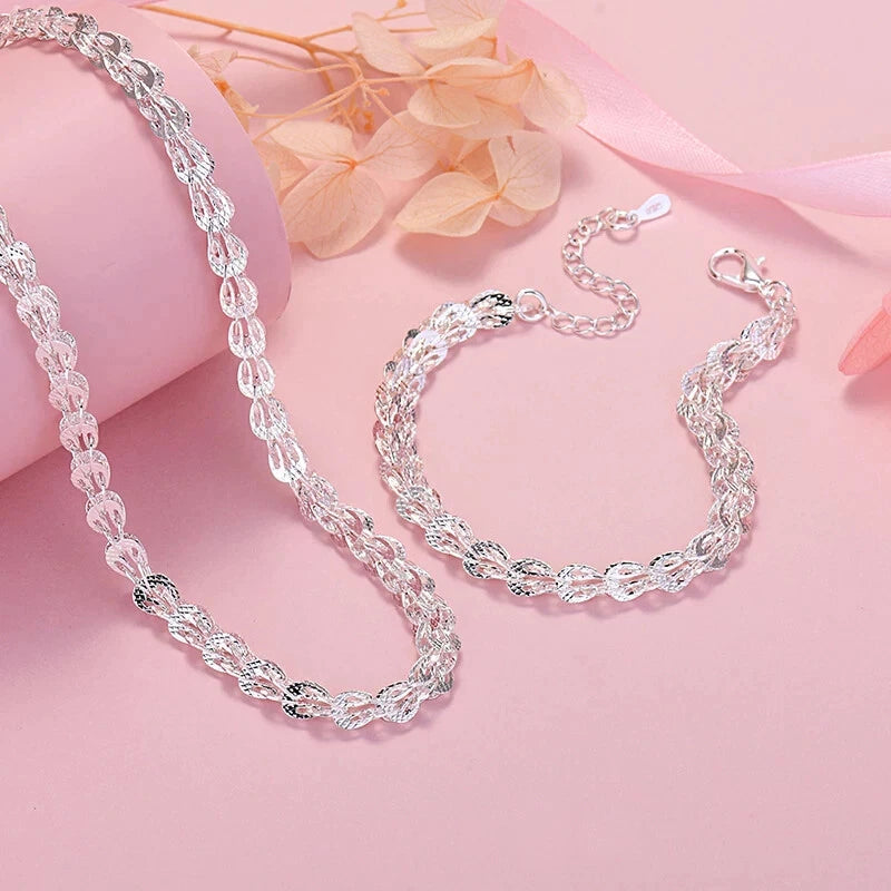 Silver Lathe Engraved Chain