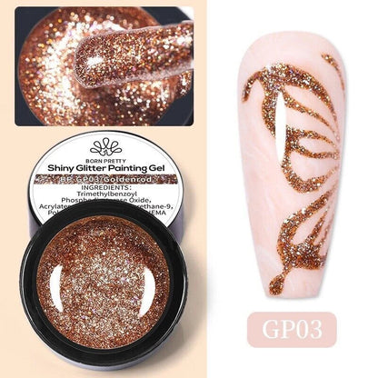 BORN PRETTY 5ml Shiny Glitter Nail Art Gel Polish Soak Off UV Led Gel DIY Salon KK Labib