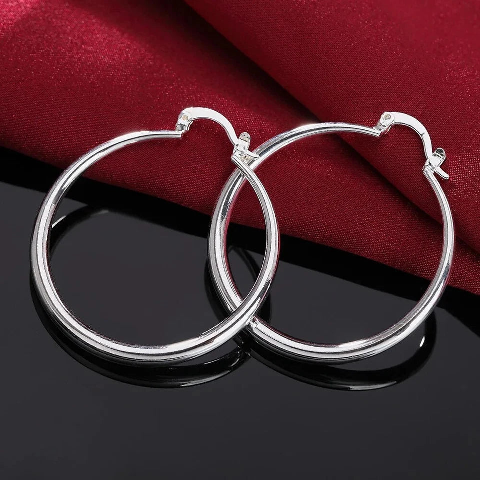 925 smooth circle big hoop earrings KK Labib