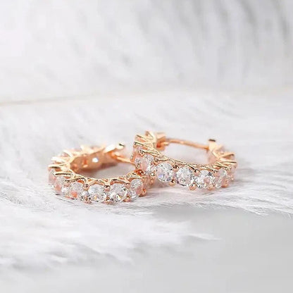 Huggie Hoop Earrings Women Girl Hypoallergenic Cubic Zirconia Gold Silver Pair