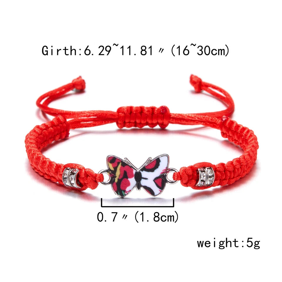 Hand Woven Butterfly Pendant Bracelet Couples Love Gift Women Jewelry Adjustable