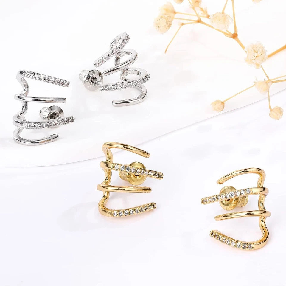 Four Claw Plain Diamond Earrings