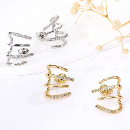 Four Claw Plain Diamond Earrings