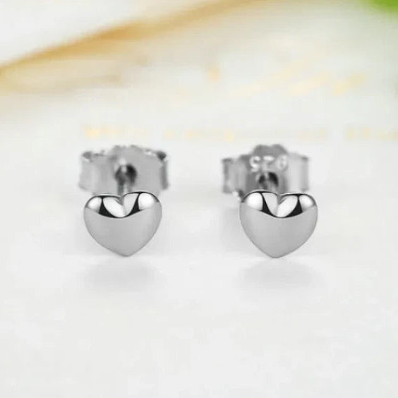 Solid 925 Sterling Silver Love Heart Small Heart Earrings Gift For Women Jewelry