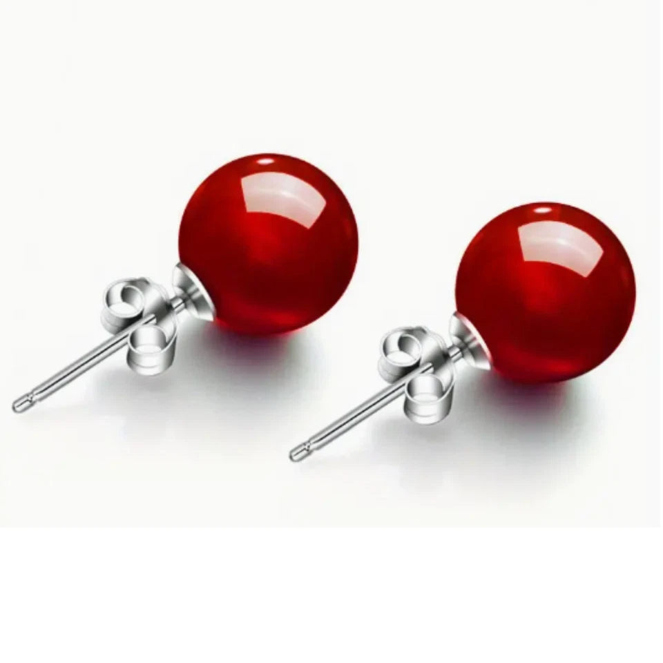 Natural Jade Gemstone Stud Earrings