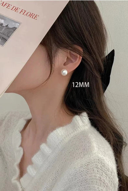 925 Sterling Silver White Pearl Resin Stud Earrings Wedding Jewellery 8mm-14mm