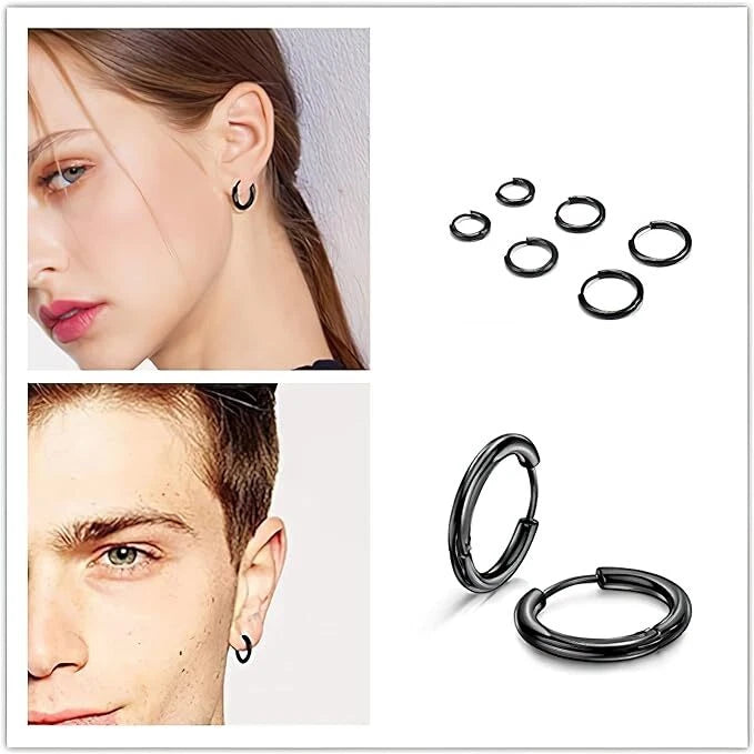 Thick Huggie Earrings 2.5mm Hoops Surgical Stainless Steel Pair 8mm - 16mm UK