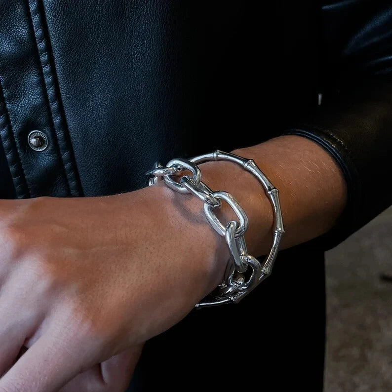 Set Of 2 Cuban Link Chain Bracelet