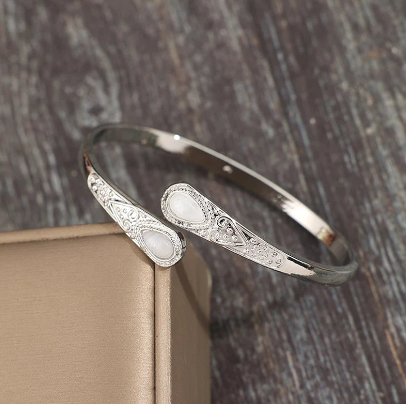 Vintage Open Cuff Stone Bangle KK Labib