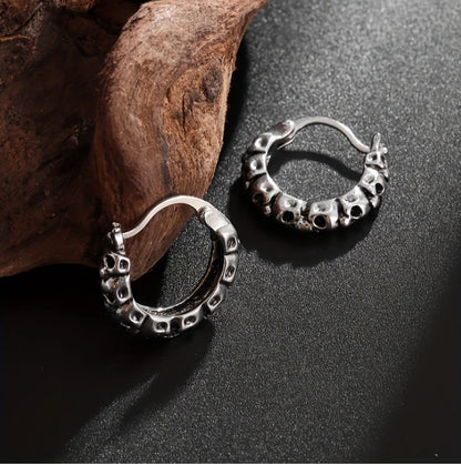 Sterling Silver Skull Head Earrings Men/Women Dangle Drop Hoop Stud Jewelry