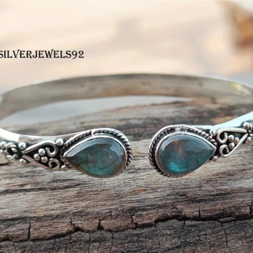 Vintage Open Cuff Stone Bangle KK Labib