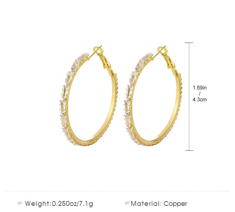 Crystal Round Large Hoop Earrings