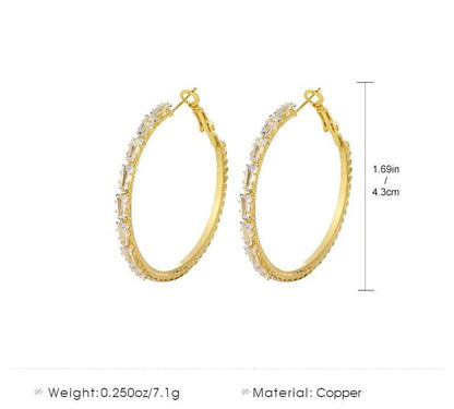 Crystal Round Large Hoop Earrings