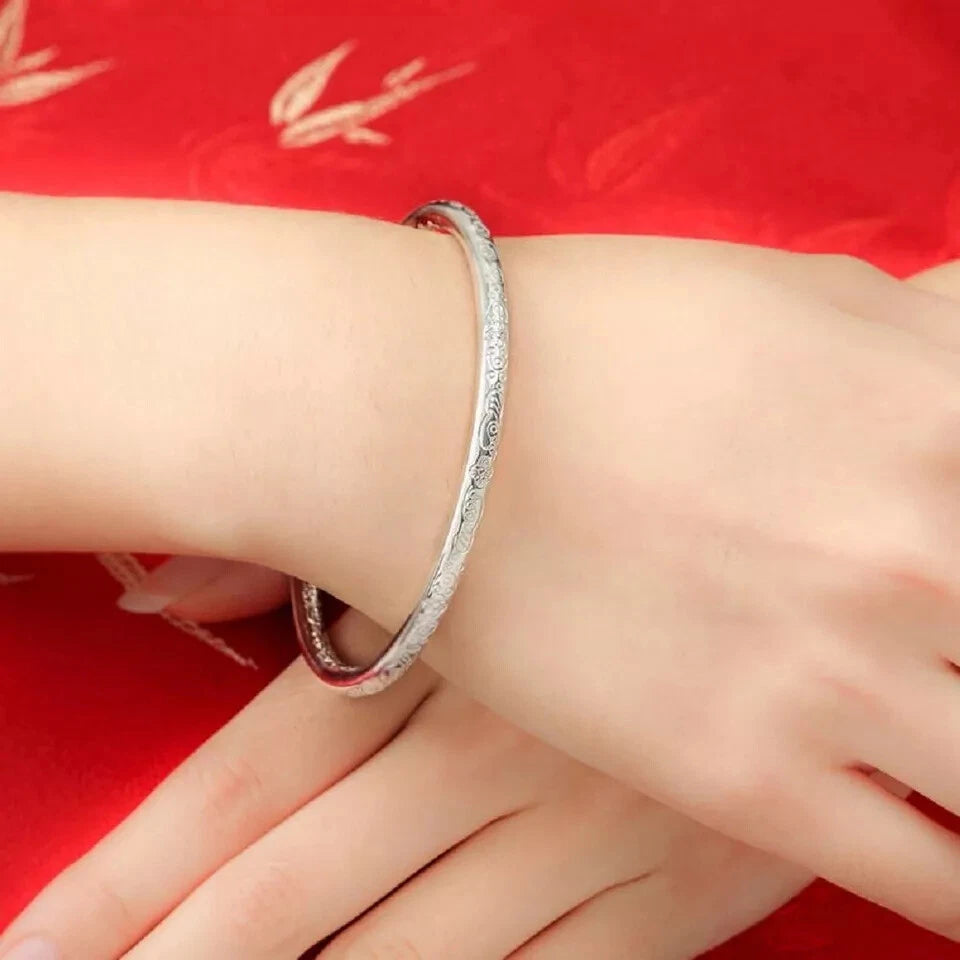 Silver Filled Solid Cuff Bangle bracelet
