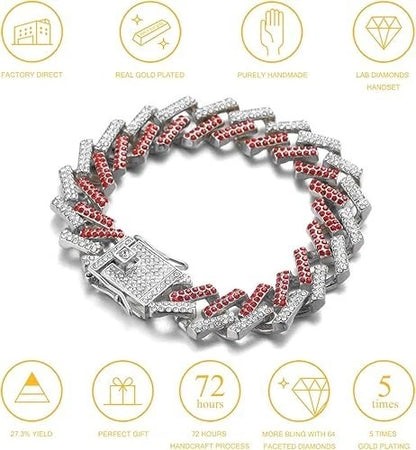 Miami Rhinestone Iced Cuban Link Chain Bracelet