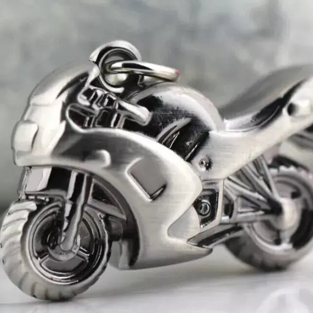 3D Motorcycle Keychain Classic Stainless Steel Simulation Model Motorbike Ring