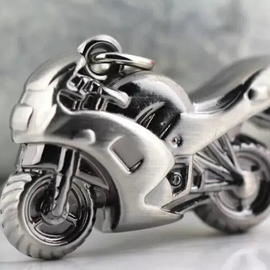 3D Motorcycle Keychain Classic Stainless Steel Simulation Model Motorbike Ring