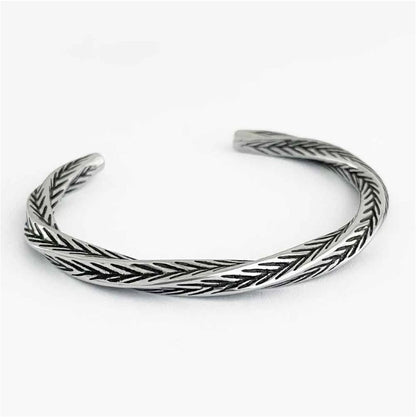 Silver Twisted Braided Cuff Bracelet