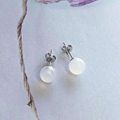 Natural Jade Gemstone Stud Earrings