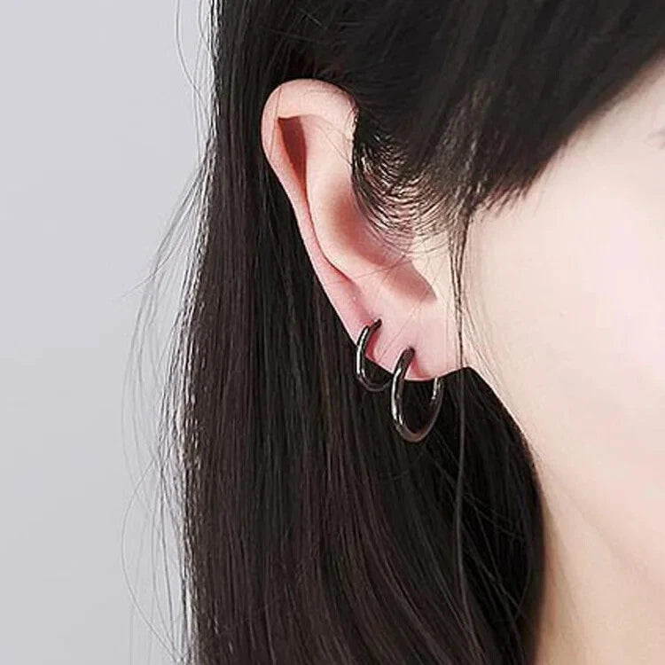 Thick Huggie Earrings 2.5mm Hoops Surgical Stainless Steel Pair 8mm - 16mm UK