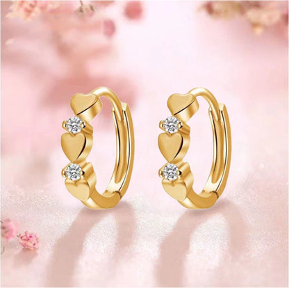 Double Heart Magnetic Clip Ear Studs