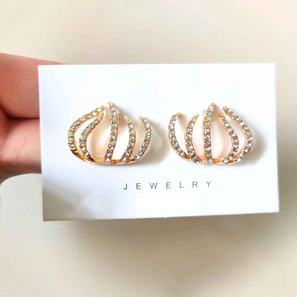 Claw CZ Cuff Stud Earrings