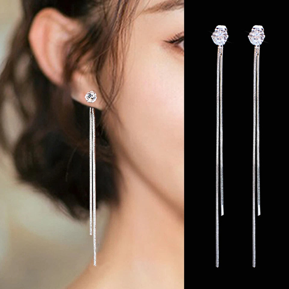 Long Chain Tassel Drop Dangle Earrings