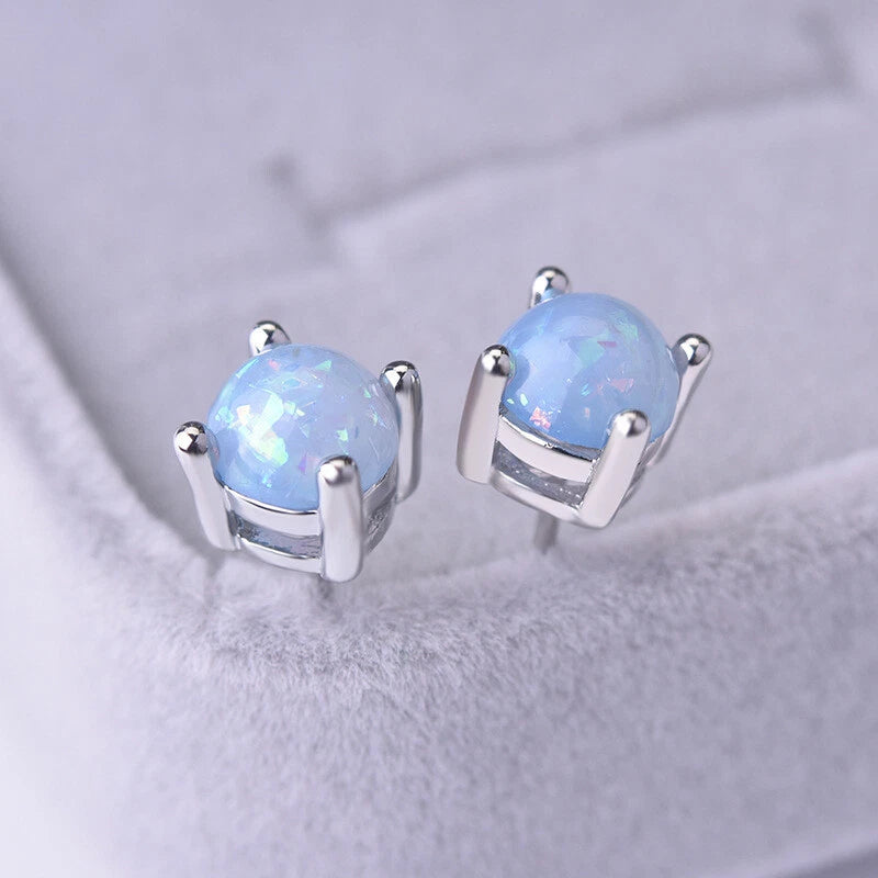 Silver Opal Studs Earrings