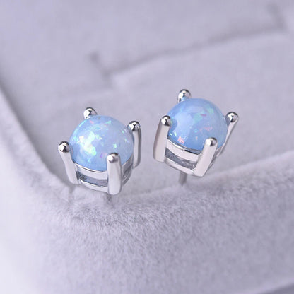Silver Opal Studs Earrings