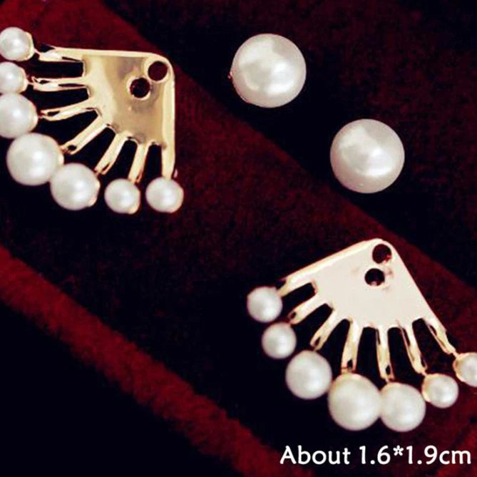 25 Sterling Solid Silver Dual Pearl Ear Stud Earrings Drop Dangle Women Gift UK