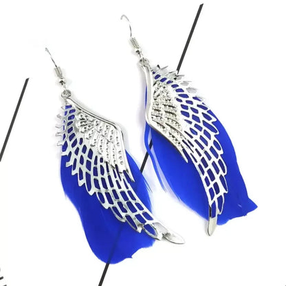 Angel Wings Dangle Drop Feather Earrings