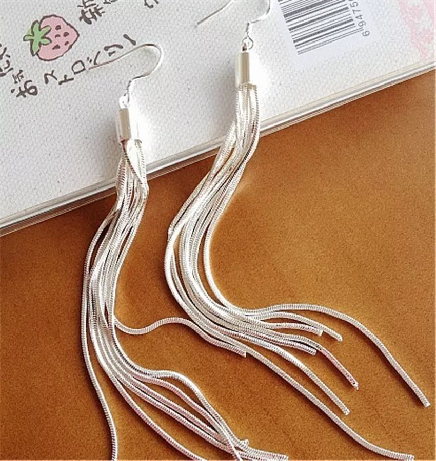 Long Chain Tassel Drop Dangle Earrings