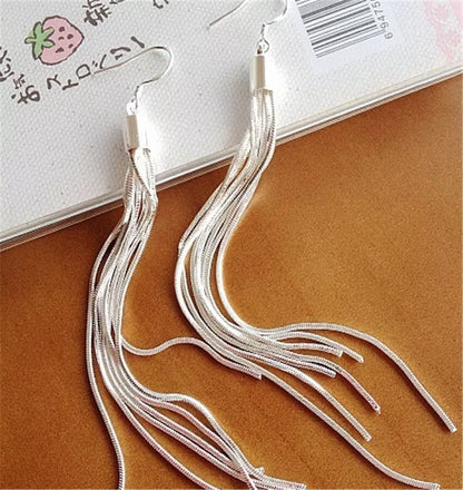 Long Chain Tassel Drop Dangle Earrings