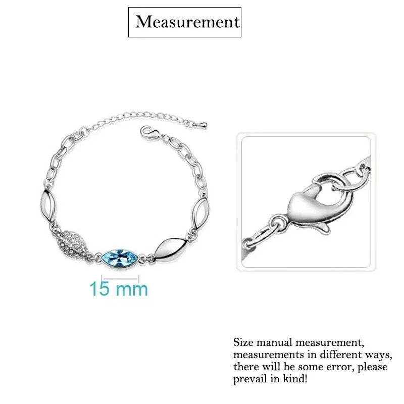 Women Silver Plated Bracelet Crystal Horse Eye Cubic Zirconia Fashion Jewellery