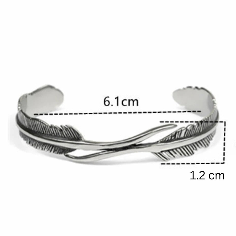 Feathers Open Cuff Bangle Bracelet